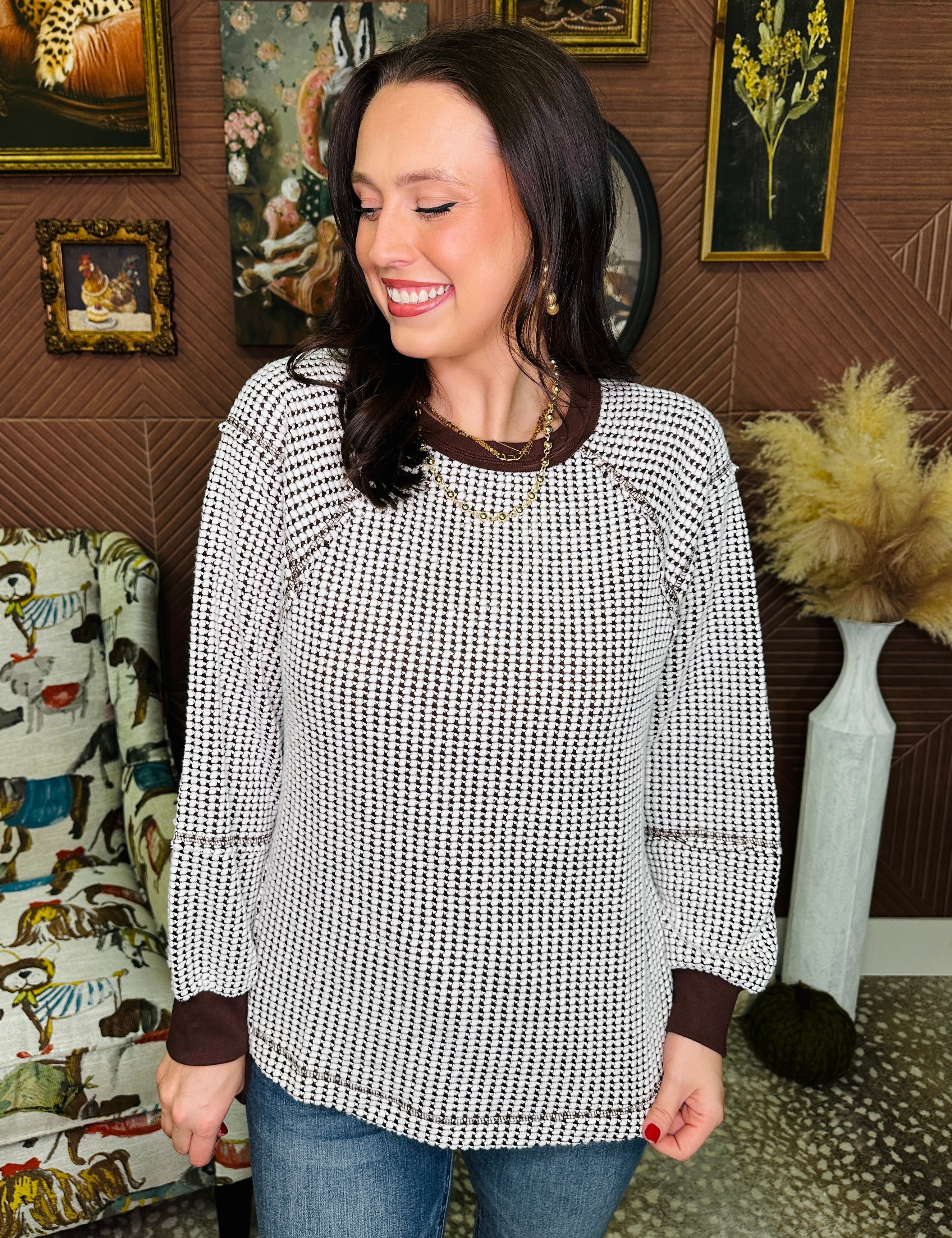 Woven In Comfort Top - Chocolate