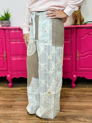 POL Woven Patch Detail Pants - Choco Stripe