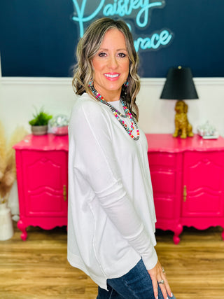 White Stitch Cashmere Sweater