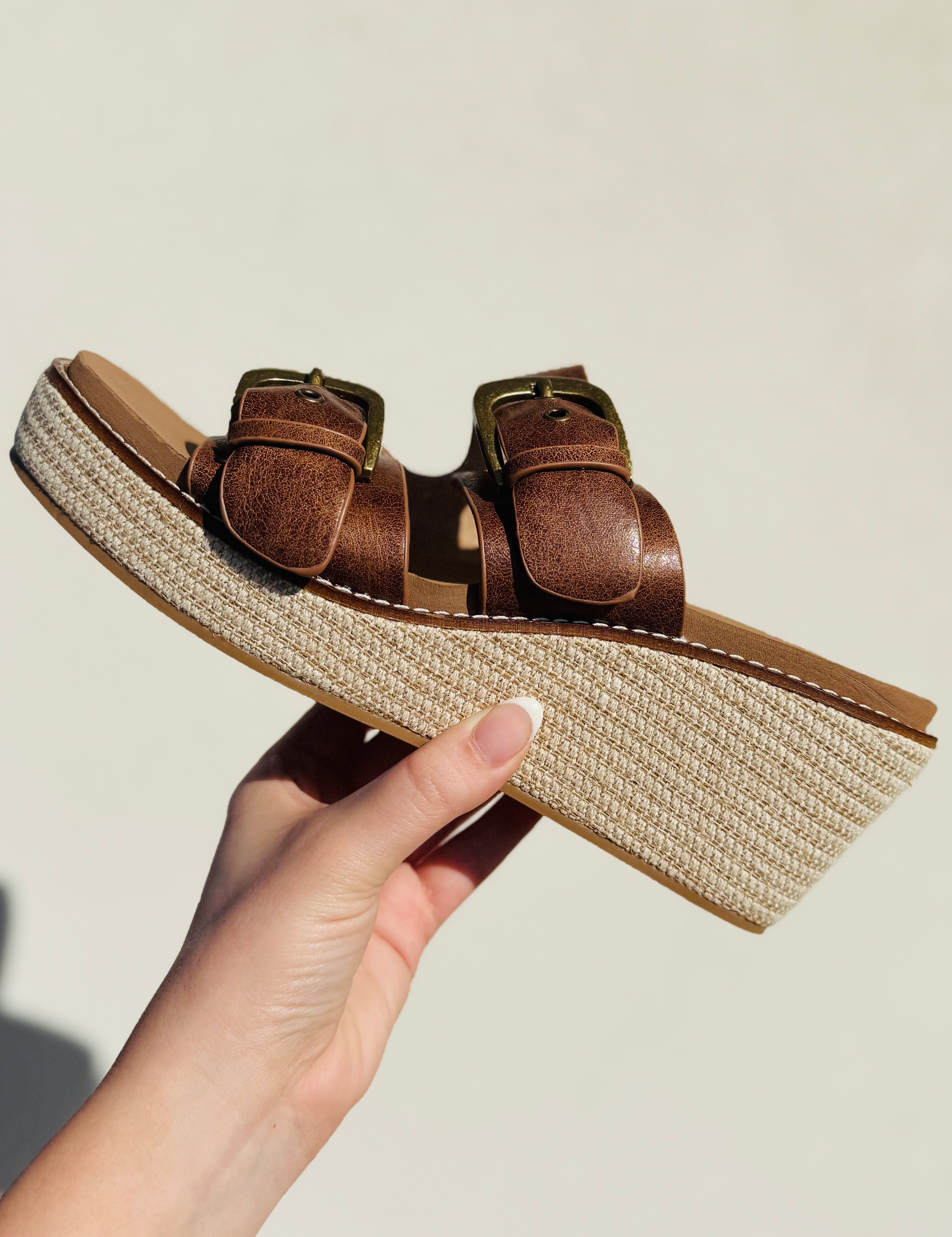 Manifest Wedge Sandals by Corkys - Cognac