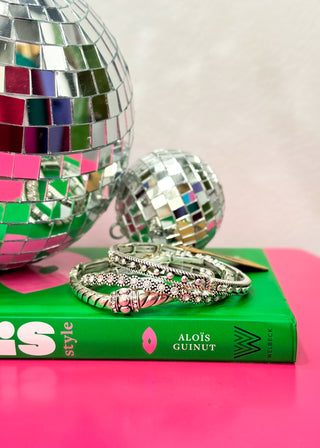 Nellie Rhinestone & Silver Bracelet Set by Pink Panache