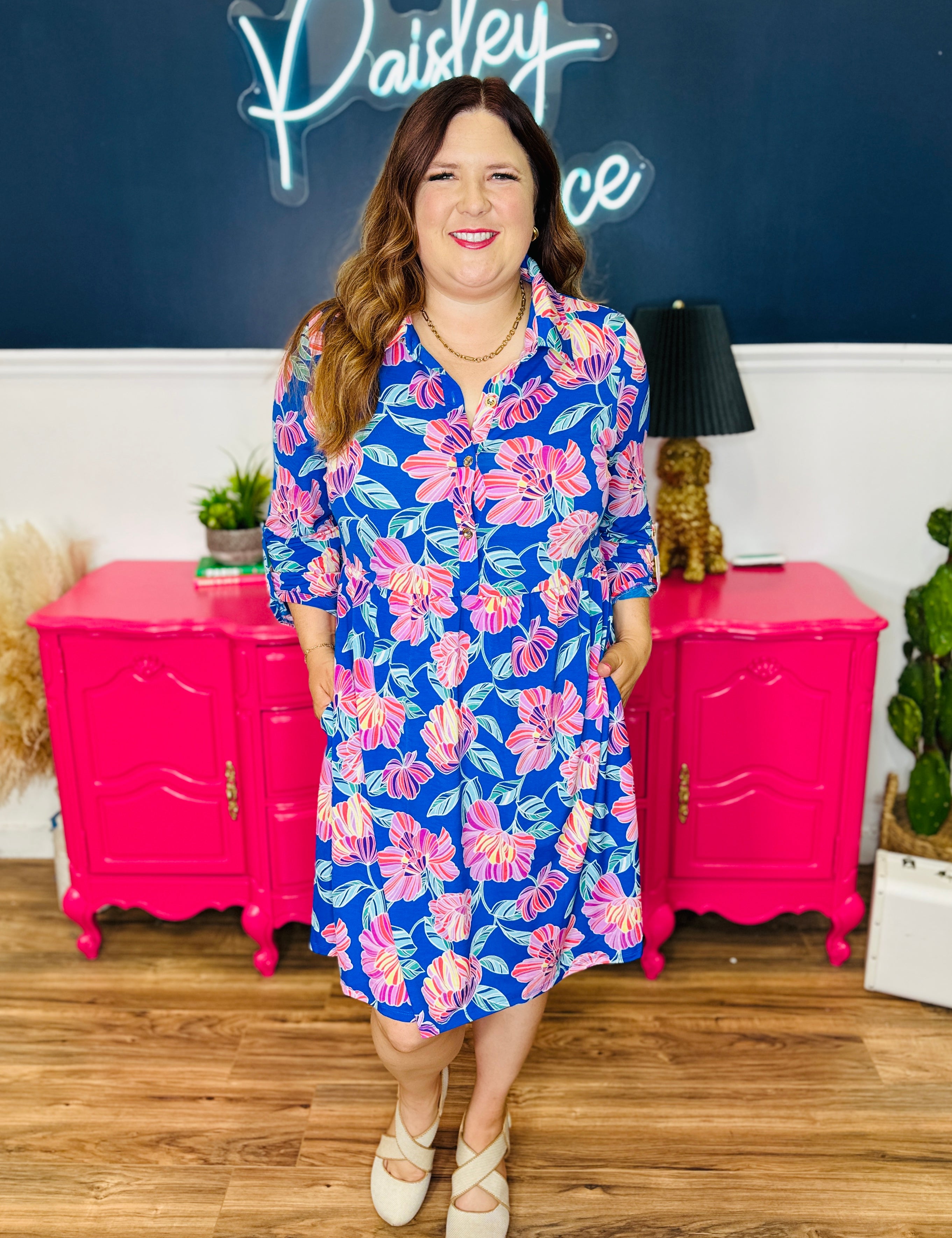 Dear Scarlett Inspire Dress - Royal Blue Floral - FINAL SALE