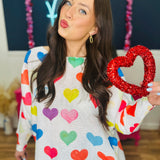Allegra - Multi Colored Hearts Sweater