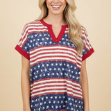 Star Spangled Sweetheart Top - Red/Navy