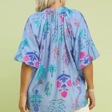 Floral Encyclopedia Print Blouse