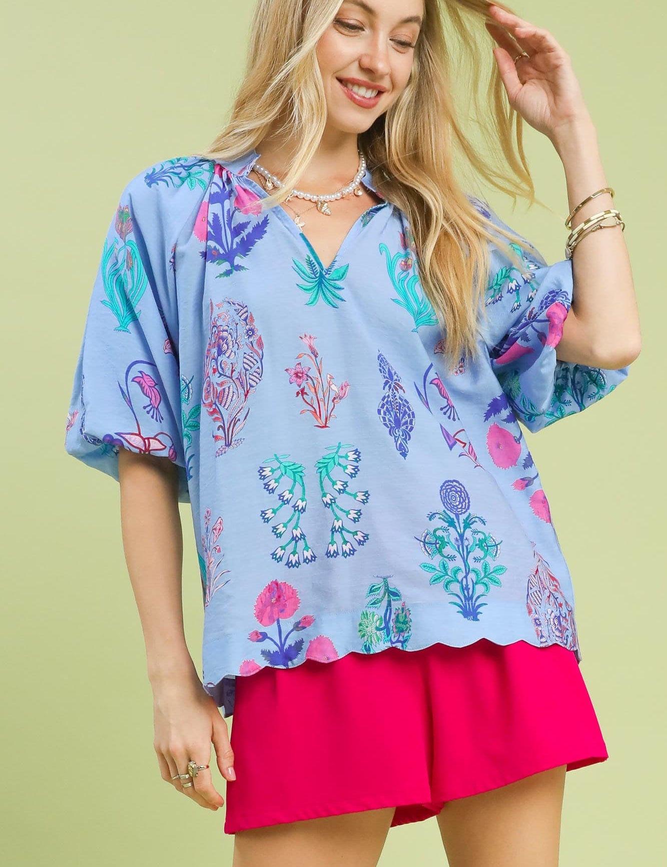 Floral Encyclopedia Print Blouse