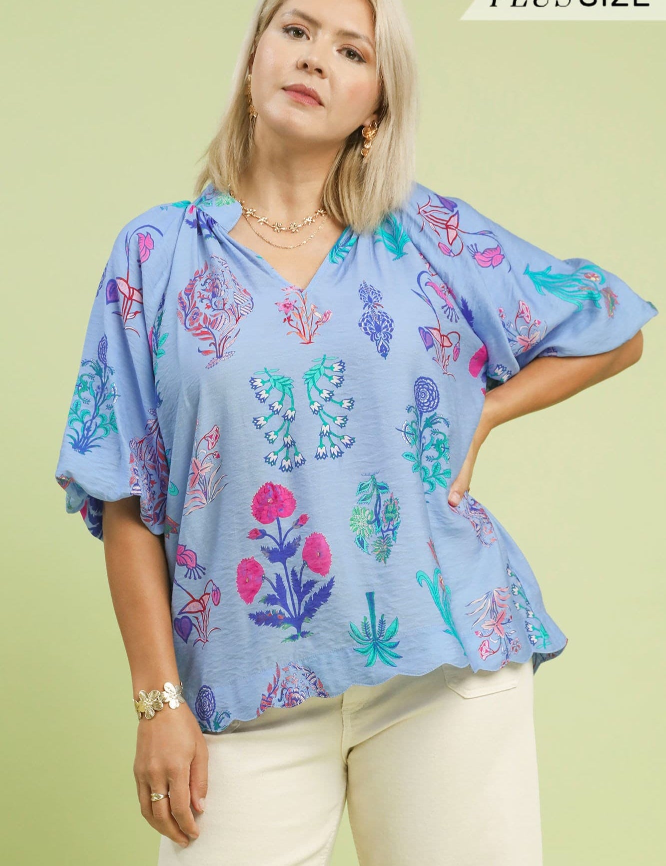 Floral Encyclopedia Print Blouse
