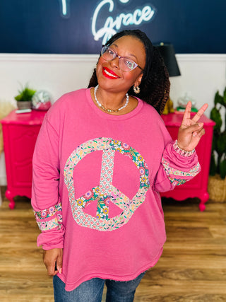 Ella Mauve Floral Peace Patch Top