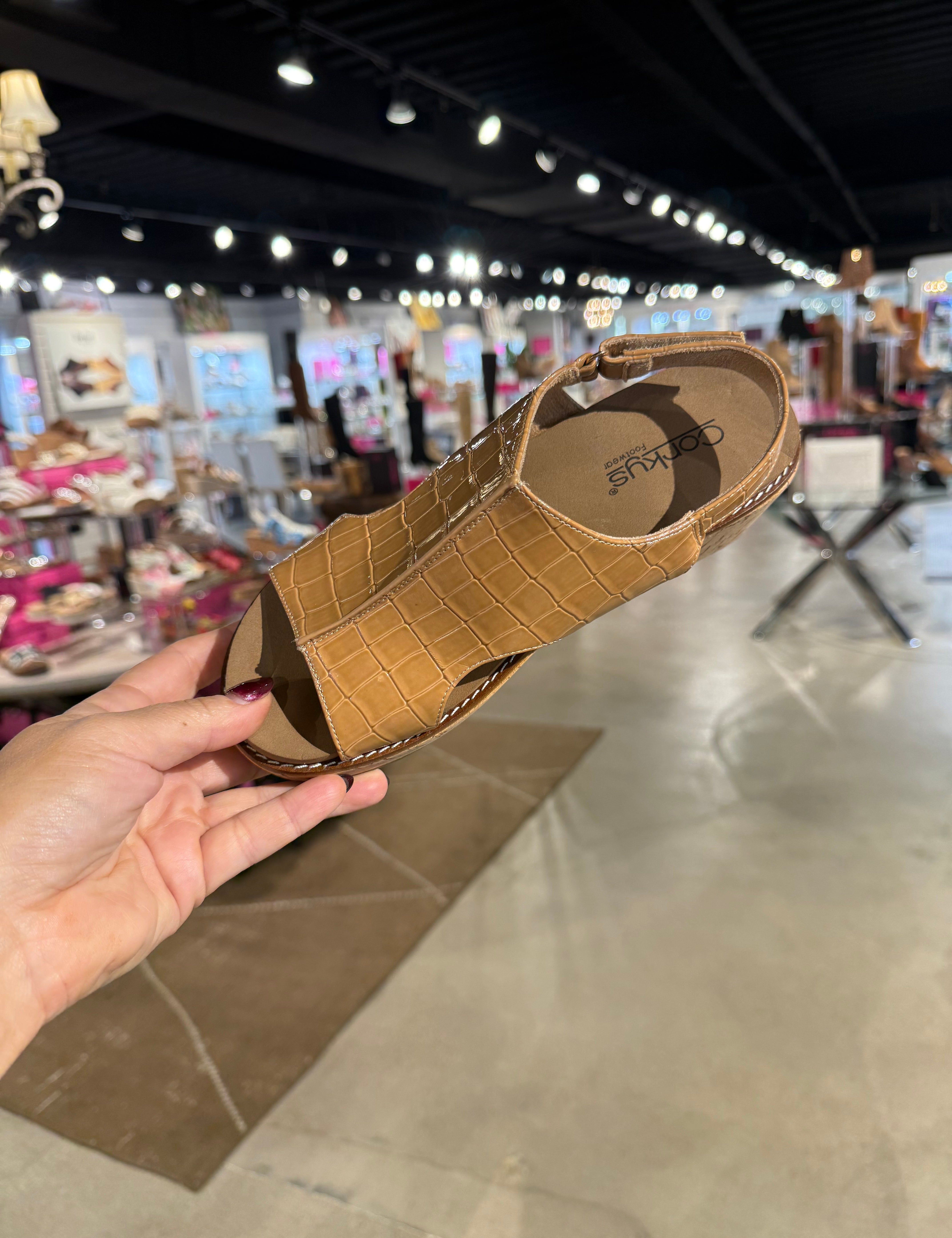 Volta II Caramel Patent Croco By Corkys - PREORDER