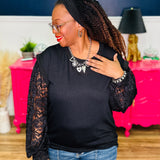 Vivienne Black Lace Sleeve Top - LAST ONES FINAL SALE