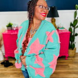 Fuzzy Knit Button Down Star Cardigan - LAST ONES FINAL SALE