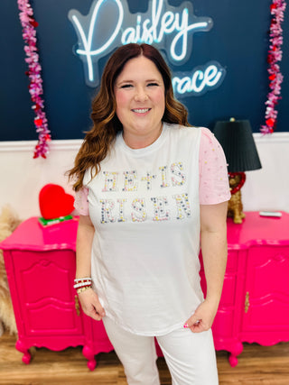 "He Is Risen" Pearl Studs Top (PREORDER)