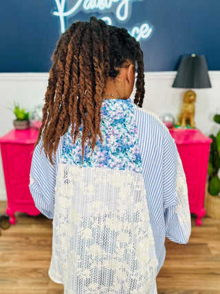 POL Effortless Edge Top - Blue Multi - FINAL SALE