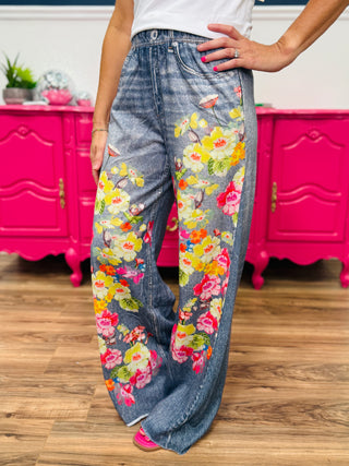 Botanic Blur Printed Faux Denim