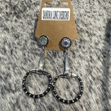 Sandra Ling Black & Silver Horse Bit Earring - CIJ 42