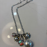 Poppy Pearl Charm Necklace - Silver