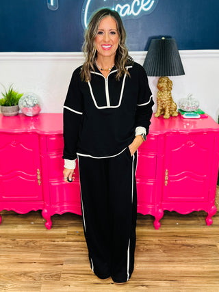 French Terry Pull On Pants - Black