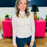Lace Mock Neck Top - Ivory - FINAL SALE