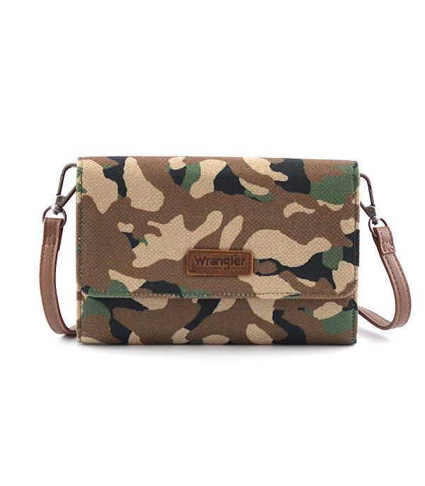 Wrangler Camo Print Canvas Clutch/Crossbody - Green