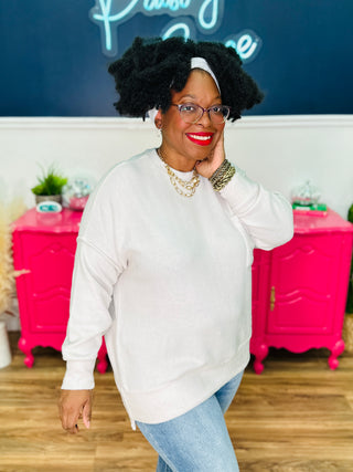 Lori Drop Shoulder Oversized Sweater - Sand Beige