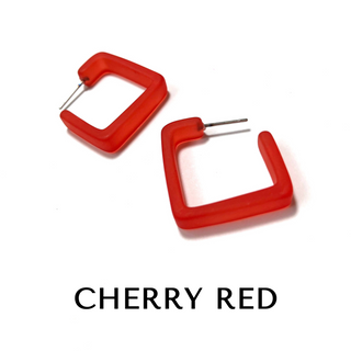 Square Frosted Lucite Hoop Earrings