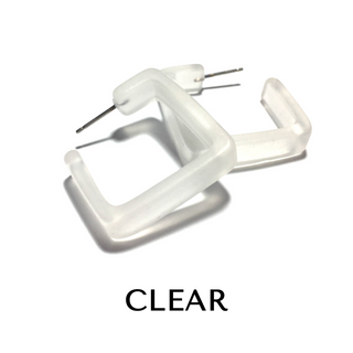Square Frosted Lucite Hoop Earrings