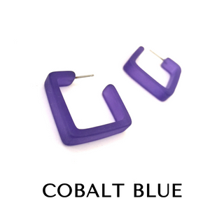 Square Frosted Lucite Hoop Earrings