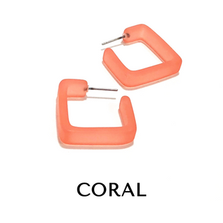 Square Frosted Lucite Hoop Earrings