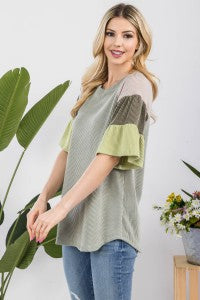 Urban Rib Tunic Top With Bell Sleeves - 2 Colors