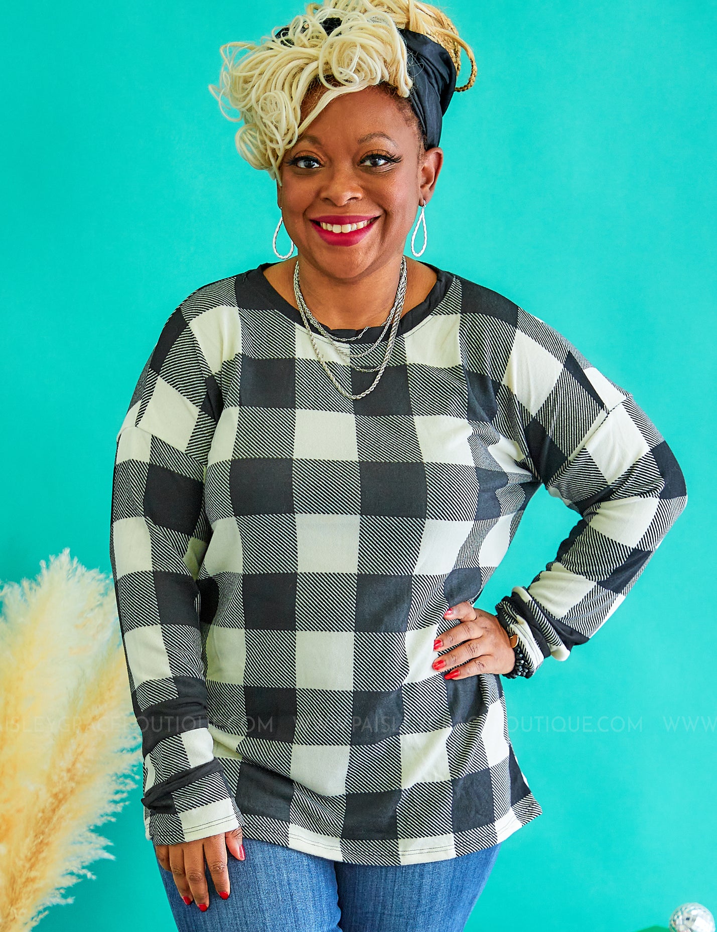 Checkered Cheer Top - White
