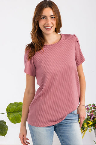 Urban Rib Top With Tulip Sleeves - 3 Colors