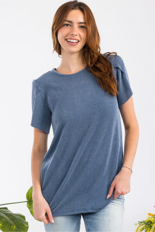 Urban Rib Top With Tulip Sleeves - 3 Colors - WICKED DEAL