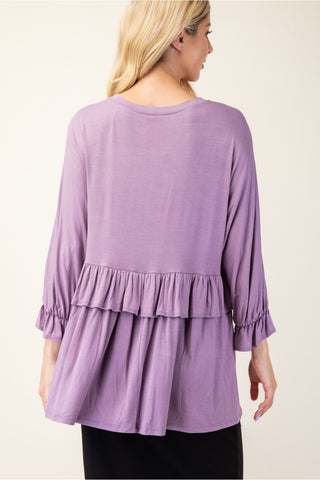 Tiered Top With 3/4 Poet Sleeves - 3 Colors