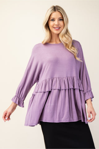 Tiered Top With 3/4 Poet Sleeves - 3 Colors