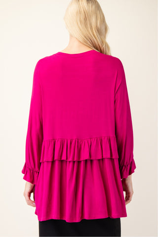 Tiered Top With 3/4 Poet Sleeves - 3 Colors