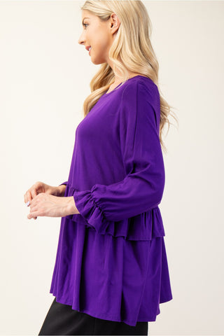 Tiered Top With 3/4 Poet Sleeves - 3 Colors