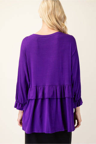 Tiered Top With 3/4 Poet Sleeves - 3 Colors