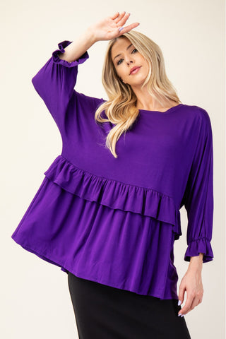 Tiered Top With 3/4 Poet Sleeves - 3 Colors