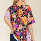 Floral Split Pattern Top - Navy/Floral* FINAL SALE *