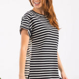 Black Stripe Contrast Top With Short Cuff Sleeves - Black* FINAL SALE *