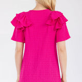 Top With Ruffle Layered Shoulder Sleeves - 2 Colors* FINAL SALE *