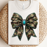 Camo Turq Bow Boujee Tee