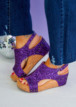 Load image into Gallery viewer, Carley Wedge By Corkys - Purple Glitter
