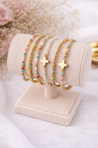 Lyra Multi Bead & Crystal Stretch Bracelet Set