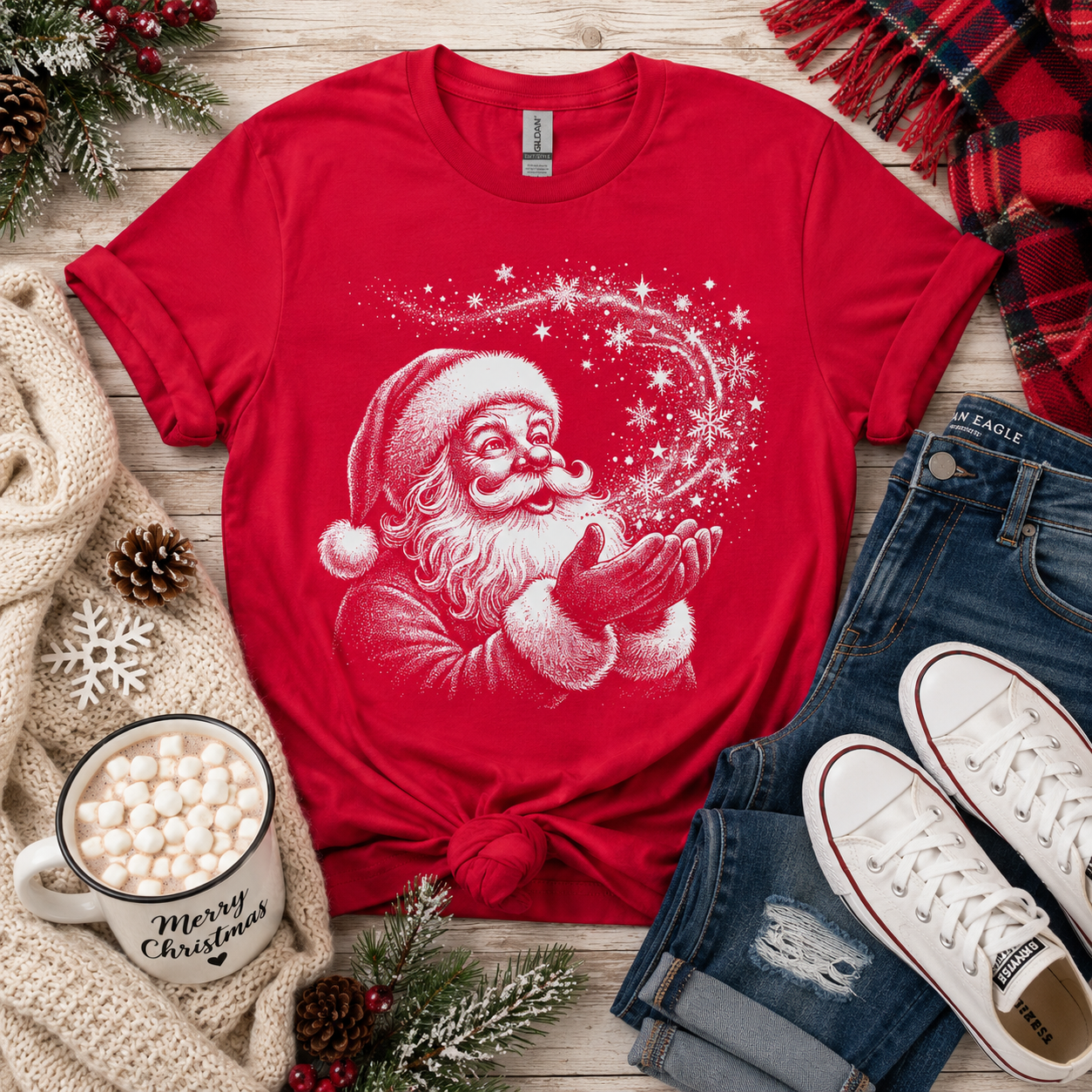 Vintage Santa Tee - Crew or Vneck