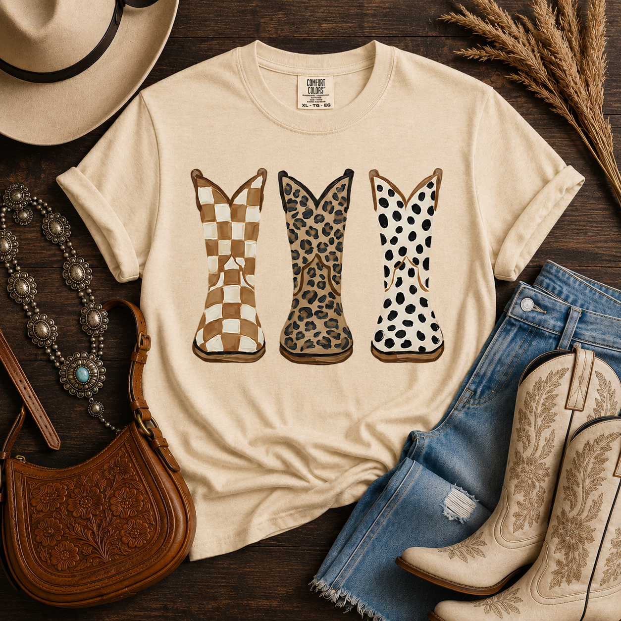 Boot Scootin' Trio Tee (FAUX PAINTED)