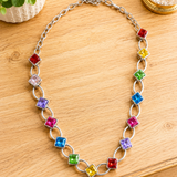 Lennon Rainbow Silver Link Necklace