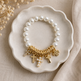 Florence Pearl Cross Charm Bracelet