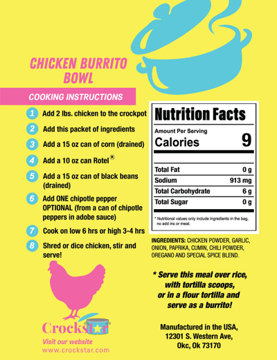 PREORDER -  Crockstar - Chicken Burrito Bowl