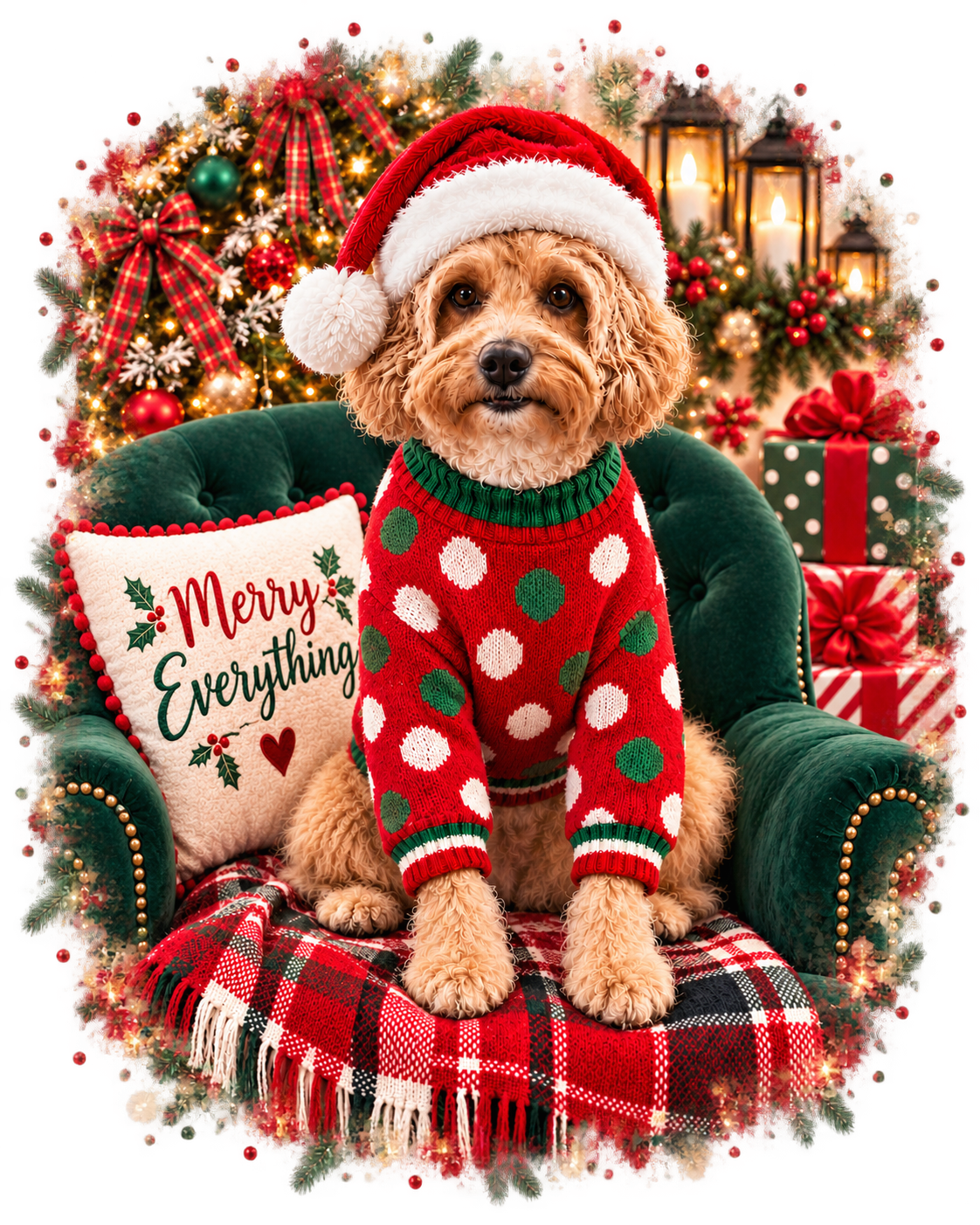 PGB Studio™ Custom Christmas Cozy Chair Tee  -  ONE PET - SE example artwork